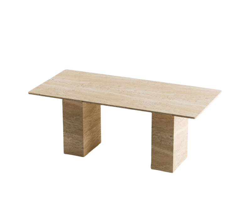 Linea Travertine Table ā Monolithic Base
