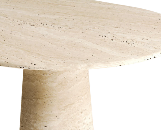 Kano Oval Travertine Table – Cone Base