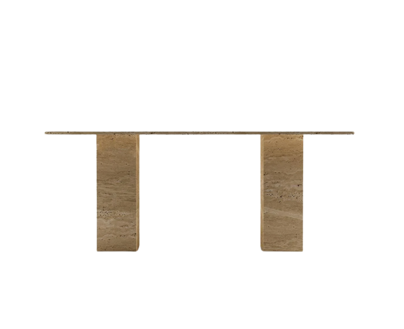 Linea Travertine Table ā Monolithic Base