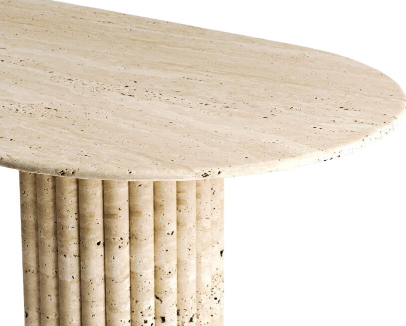 Hera Travertine Table ā Hemispherical Base