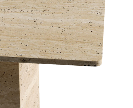 Linea Travertine Table β Monolithic Base