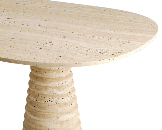 Onda Travertine Table – Curved Cone Base