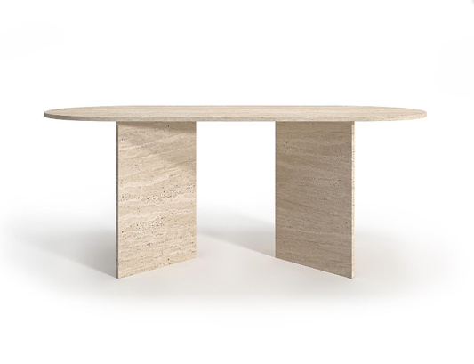 Vetra Travertine Table – V-Leg Design