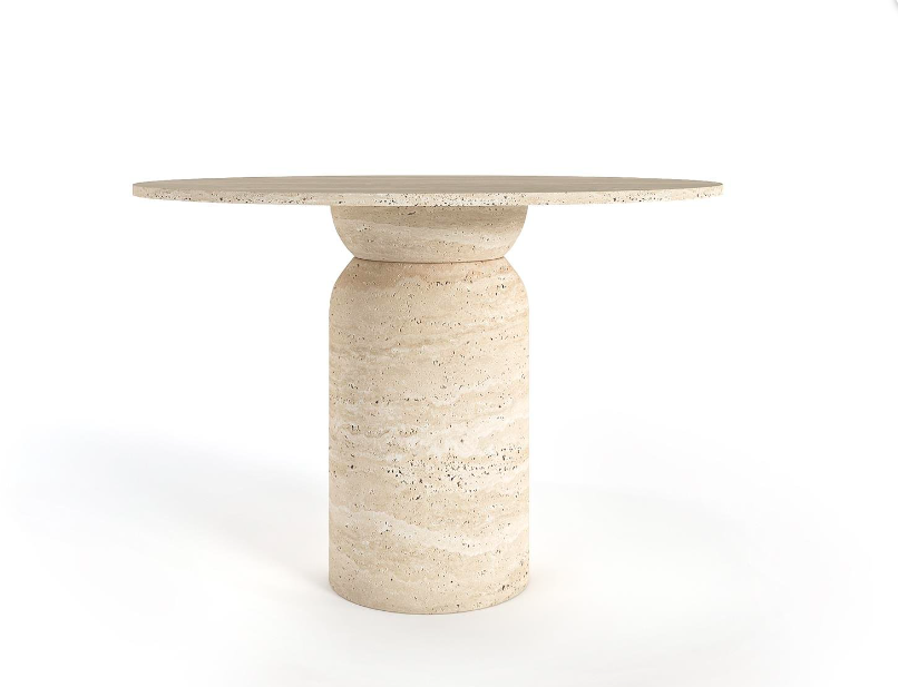 Sora Round Travertine Table ā Classic Cylinder