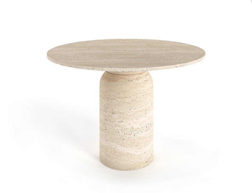 Sora Round Travertine Table ā Classic Cylinder