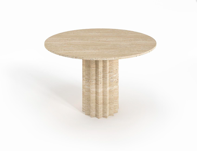 Nido Round Travertine Table ā Layered Block Legs