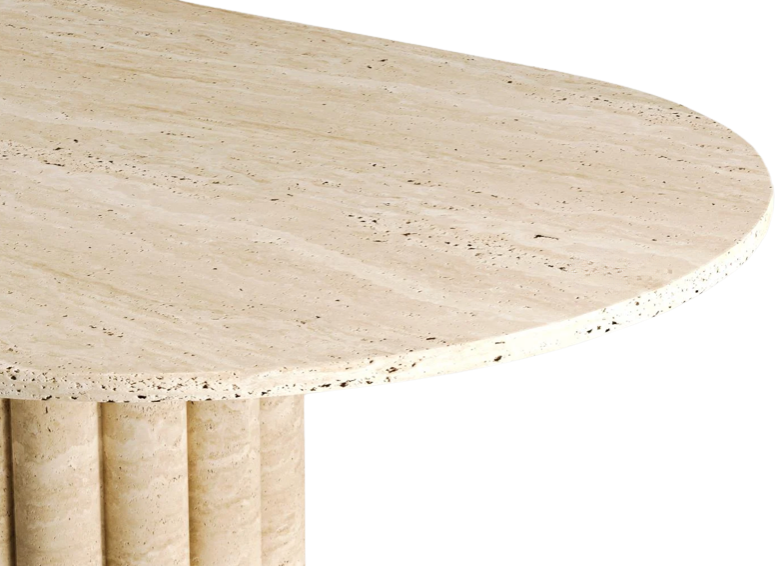 Luno Oval Travertine Table ā Sculpted Cylinder