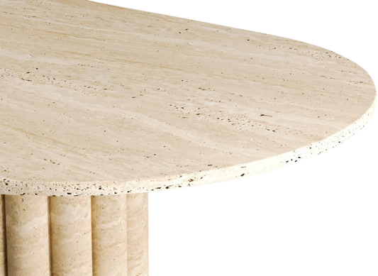 Luno Oval Travertine Table – Sculpted Cylinder
