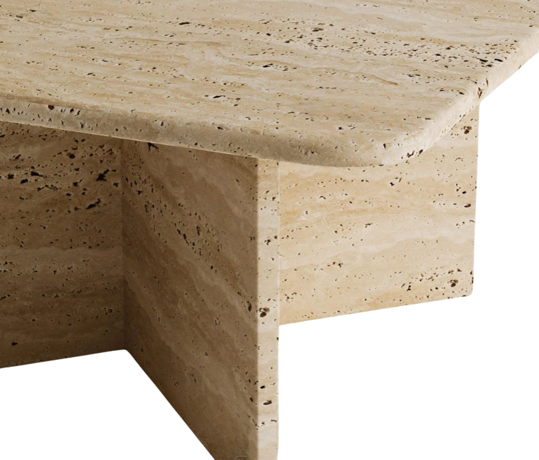 Astra Travertine Coffee Table ā Star-Joined Block Legs