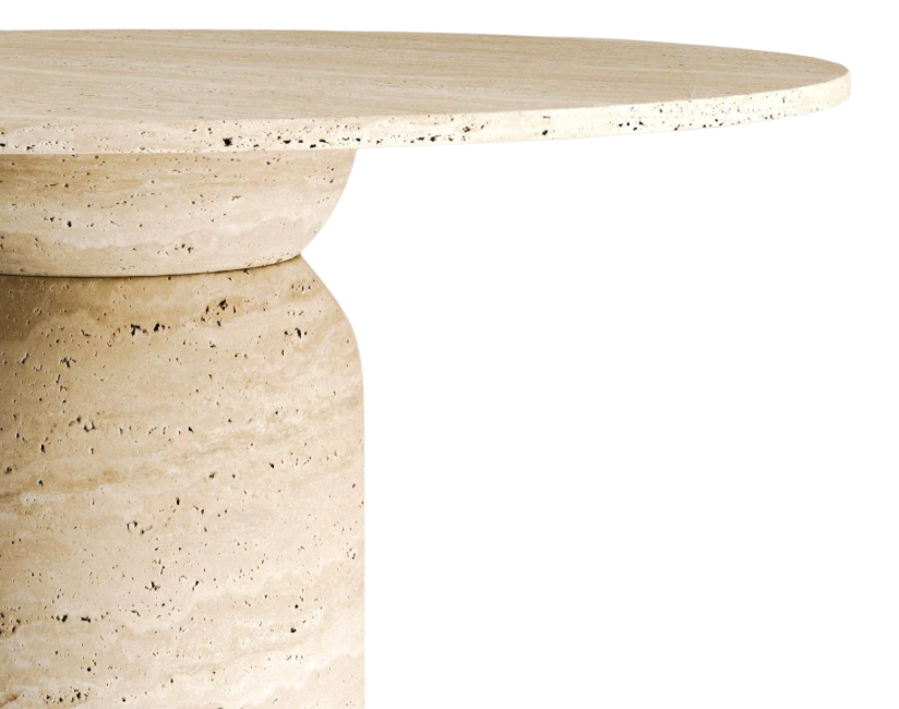 Sora Round Travertine Table ā Classic Cylinder
