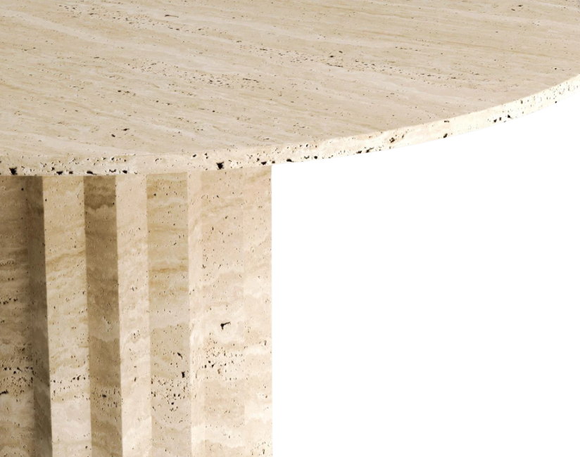 Nido Round Travertine Table ā Layered Block Legs