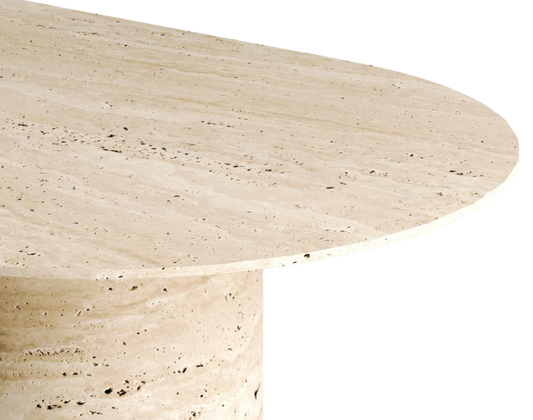 Oria Travertine Table – Half-Moon Base
