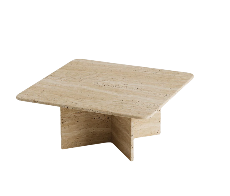 Astra Travertine Coffee Table ā Star-Joined Block Legs