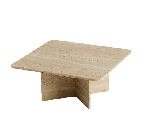 Astra Travertine Coffee Table – Star-Joined Block Legs