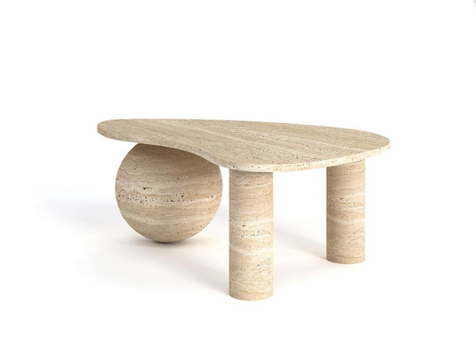 Vena Travertine Coffee Table – Mixed Form Base