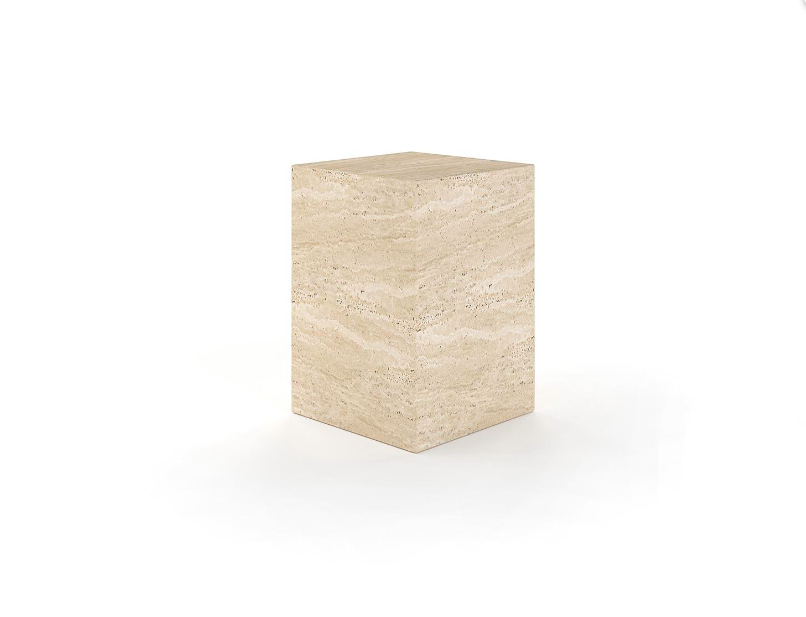 Mono Travertine Side Table ā Block Form