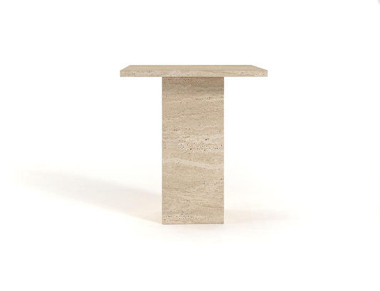 Cubo Square Travertine Side Table – Block Base