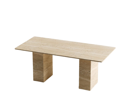 Linea Travertine Table – Monolithic Base