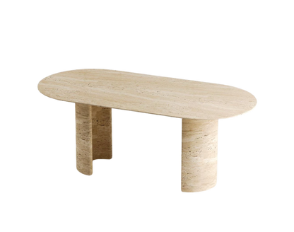 Oria Travertine Table – Half-Moon Base