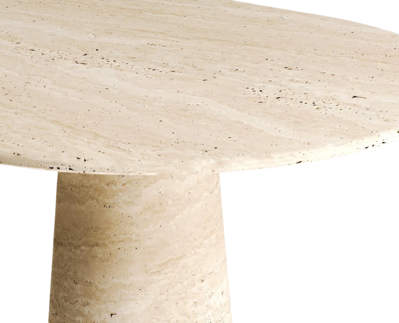 Kano Oval Travertine Table – Cone Base