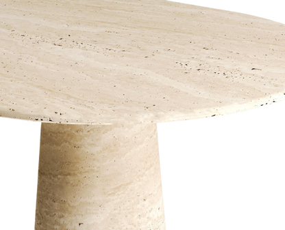 Kano Oval Travertine Table – Cone Base