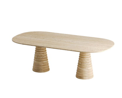 Onda Travertine Table – Curved Cone Base