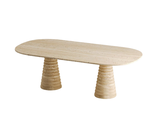 Onda Travertine Table – Curved Cone Base