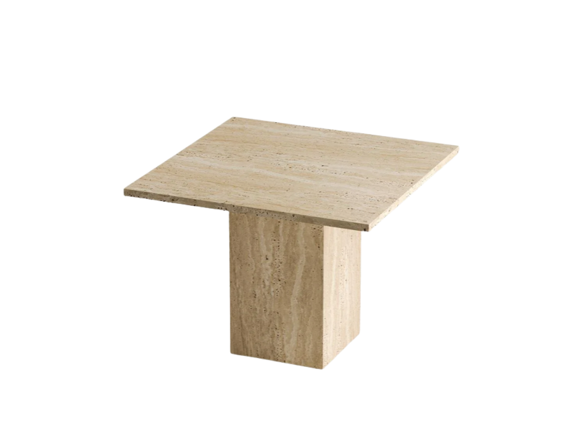 Mira Square Travertine Table – Block Base