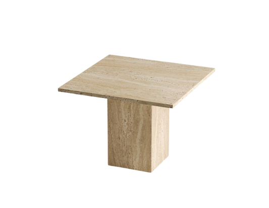 Mira Square Travertine Table – Block Base