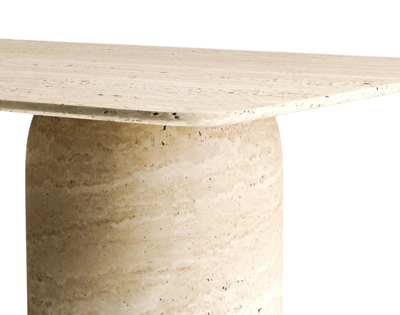 Nexa Travertine Table – Long Form Cylinder Base