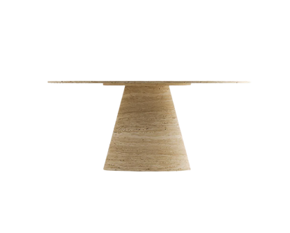 Eos Oval Travertine Table – Elongated Cylinder Base