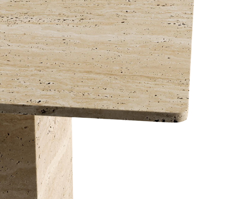 Linea Travertine Table – Monolithic Base