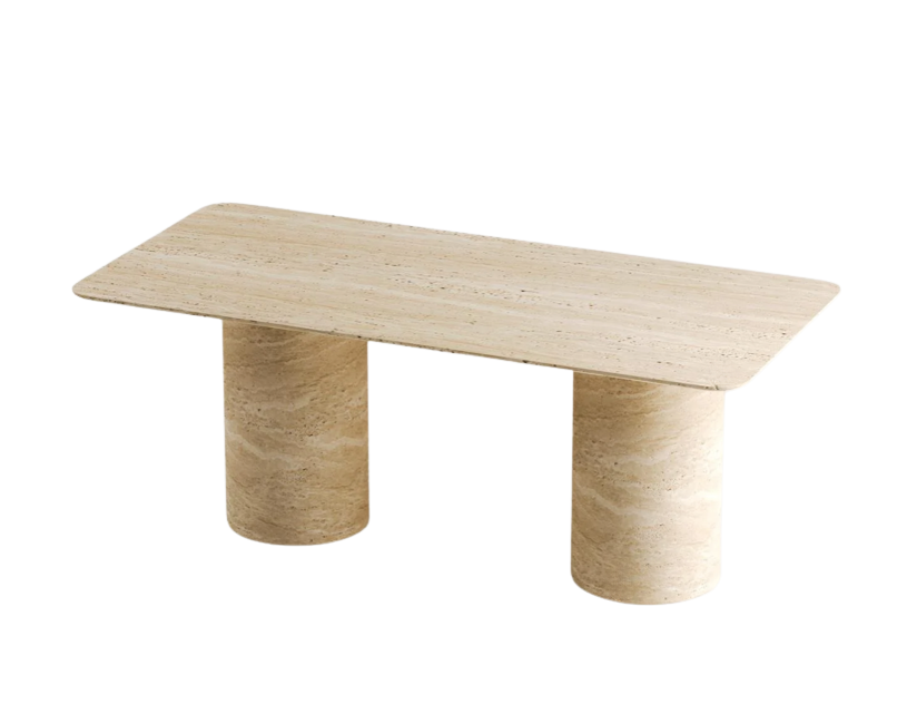 Nexa Travertine Table – Long Form Cylinder Base
