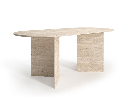 Vetra Travertine Table – V-Leg Design