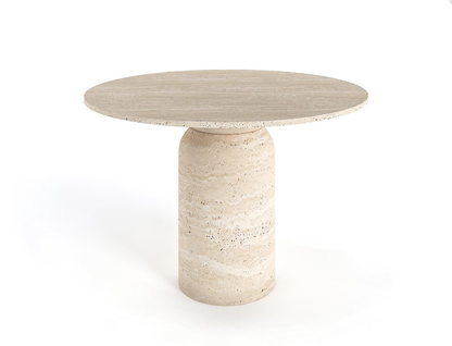 Sora Round Travertine Table – Classic Cylinder