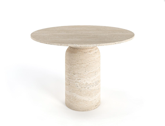 Sora Round Travertine Table – Classic Cylinder