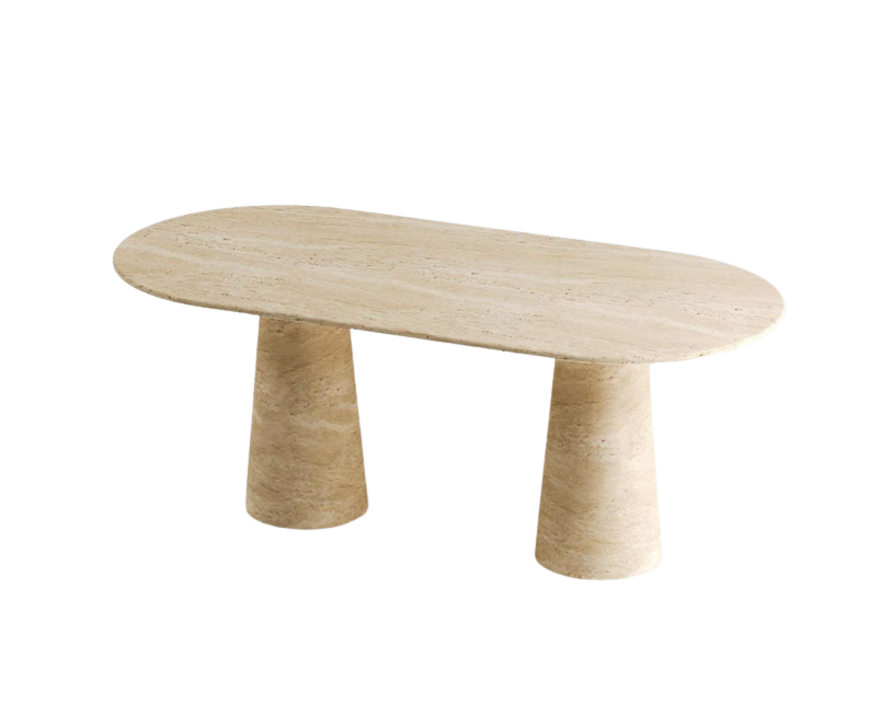 Kano Oval Travertine Table – Cone Base