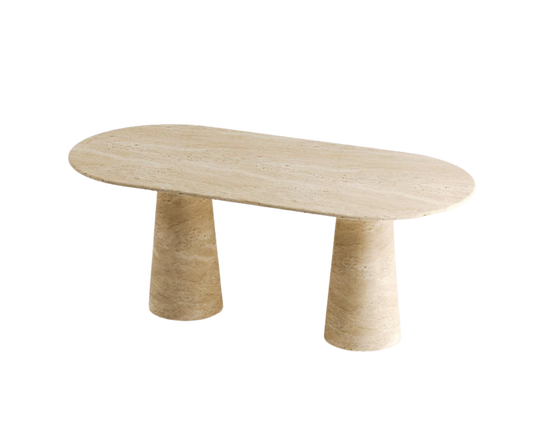 Kano Oval Travertine Table – Cone Base