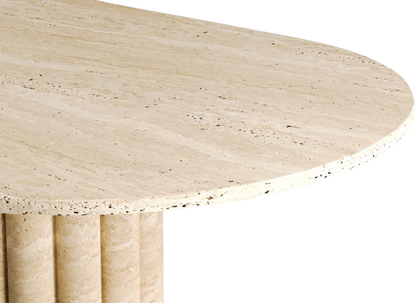 Luno Oval Travertine Table – Sculpted Cylinder
