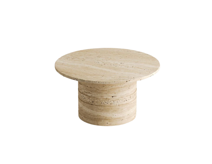 Orba Round Travertine Coffee Table – Classic Cylinder
