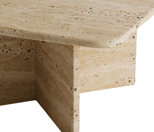 Astra Travertine Coffee Table – Star-Joined Block Legs
