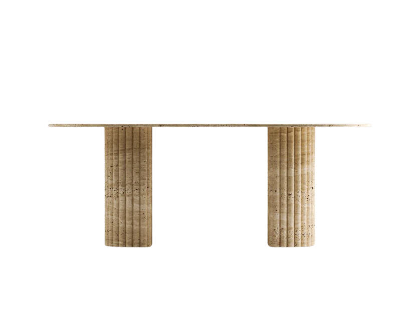 Hera Travertine Table – Hemispherical Base