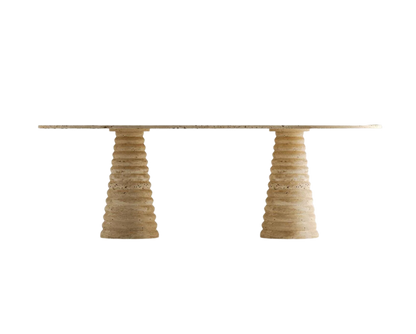 Onda Travertine Table – Curved Cone Base