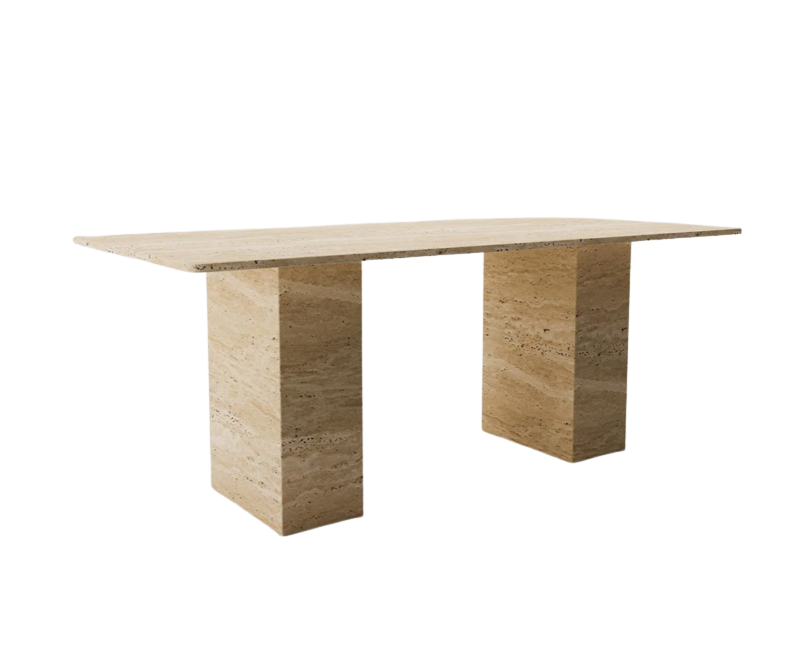 Linea Travertine Table – Monolithic Base
