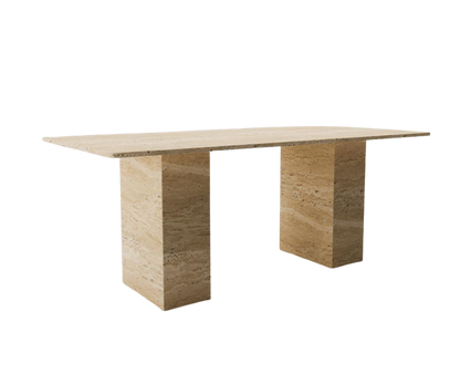 Linea Travertine Table – Monolithic Base