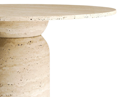 Sora Round Travertine Table – Classic Cylinder