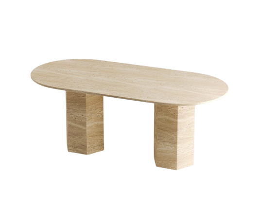 Penta Travertine Table – Pentagonal Base
