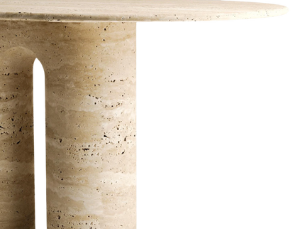 Taro Oval Travertine Table – Triple Column Legs