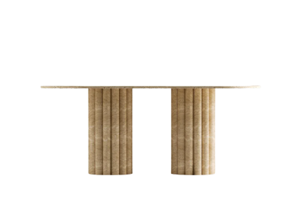 Luno Oval Travertine Table – Sculpted Cylinder