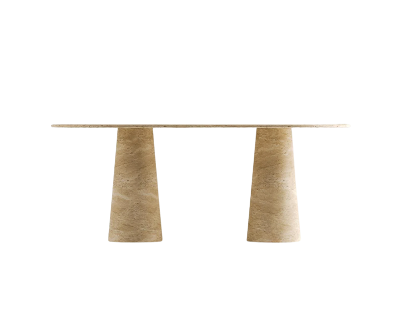 Kano Oval Travertine Table – Cone Base